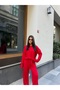 Women's Lace-Up Waist Long Sleeve Flowy Top and Bottom Set - 6