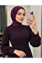 Practical Ready-To-Wear Hijab Scarf with Snap Fasteners, Hijab Cap, Suitable for Both Daily Use and Pool and Beach Caps, in Plum Color.