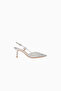 Varese 70 Metallic Leather Slingback Heels, Crystal Embellished Silver