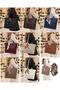 Women's Faux Leather Square Model Shoulder Bag with Scarf Detail - 2