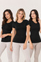 Women's 3-Pack Modal Cotton Crew Neck Short Sleeve Basic Undershirt Set Stretchy Casual Underwear
