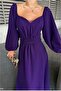Satin Square Maxi Evening Dress Fabric Dress Collar - 2