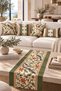Botanica 5-Piece Floral Bird Throw Pillow Cover and Runner Set Green Orange Floral and Geometric Pattern Decorative Set Double-Sided Digital Print Hidden Zipper 4-Piece Throw Pillow Covers 1-Piece Runner - 5