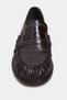 Vesta Brown Crocodile Genuine Leather Saddler Drawstring Detail Flat Sole Women's Loafer - 5