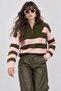 Khaki Soft Textured Striped Wide Fit Knitwear Sweater - 3