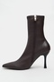 Palma Brown Matte Stretch Pointed Toe Thin Heel Zippered Women's Boots - 6