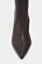 Palma Brown Matte Stretch Pointed Toe Thin Heel Zippered Women's Boots - 5
