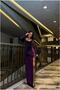 Flexible Slit V Evening Dress Velvet Fabric Dress Collar