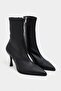 Sharon Black Matte Stretch Pointed Toe Thin Heel Women's Boots - 4
