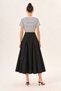 Black High Waist Pleated Midi Length A-Line Long Skirt - 6