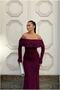 Stretchy Glittery Strapless Evening Dress Fabric Dress with Flounces - 3