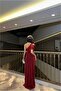 One-Slit Evening Dress Off-The-Shoulder Dress - 3