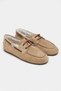 Aspel Beige Suede Leather with Fur Inside, Marine Lace Detail, Flat Sole Women's Loafer - 5