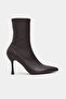 Palma Brown Matte Stretch Pointed Toe Thin Heel Zippered Women's Boots - 8