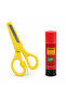 Children's Scissors Yellow – Protected Blunt Tip Spring Steel Blade Scissors and 9 Gr Stick Adhesive Set