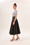 Black High Waist Pleated Midi Length A-Line Long Skirt - 2