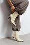 Marma Butter Yellow Matte Zipper Detail Pointed Toe Women's Heeled Boots