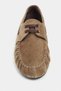 Lorena Rome Beige Suede Leather Marine Lace Detail Flat Sole Women's Loafer - 5