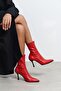 Sharon Red Matte Stretch Pointed Toe Thin Heel Women's Boots
