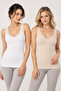 Women's 2-Piece Modal Cotton Lace Detailed Wide Strap Athlete Set Flexible Daily Underwear