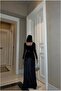 Square Neckline Evening Dress with Belt and Long Sleeves - 4