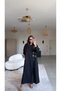Black Long Dress with Sequined Bird's Eye Detail on the Front - 5