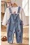 Cherry Embroidered Long Sleeve 2-Piece Transitional Cotton Salopet Jumpsuit for Baby Girl - 2