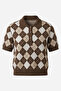 Polo Collar New Season Diamond Pattern Sweater - Brown