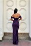 Thick Sequined Maxi Evening Dress with Collar and Long Sleeves - 2