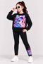 Girl's Sweatshirt Leggings Set Cotton Flexible Comfortable Fit