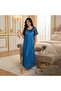 Serenity Satin Maxi Nightgown with Lace Sleeves - Blue