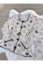 Teddy Bear Patterned, Bow Detailed, Soft Feeling Long Sleeve Knitted Pajama Set - 8