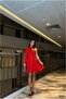Bicycle Evening Dress with Collar and Belt, Long Mini Sleeves - 3