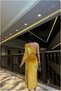 Velvet Slit Asymmetrical Evening Dress Fabric Dress Collar Midi - 3