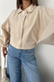 Women's Balloon Sleeve Gabardine Crop Jacket - 6