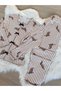 Cute Dog Patterned Bowknot Detailed Soft Feeling Long Sleeve Knitted Pajama Set - 4