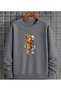 Unisex Şardonlu Winter Sweatshirt Teddy Bear Robot Printed Oversize Casual Sports Sweatshirt