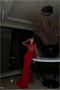 Tulle Fishnet Evening Dress Fabric Dress Collar Cutout Vertical