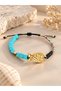 Women's Fish Figured Turquoise Natural Stone Beaded Braided Bracelet - 2