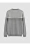 Ozmarka New Season Gray Crew Neck Striped Men's Knitwear Sweater - 6
