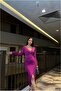 Double-Breasted Detailed Evening Dress with Stone Collar and Long Sleeves - 3