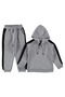 Boy's 3-Strap Hooded Tracksuit Set Bottom+Top - 3