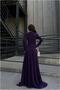 Crepe Slit Maxi Evening Dress Fabric Dress with Collar and Double Breasted - 4
