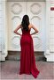 Stone Detailed Evening Dress Long Sleeves - 2