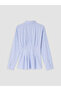 Ozmarka New Season Blue Striped Pleated Women's Shirt - 2