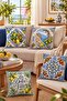 Green Lemon and Pomegranate Patterned 4-Piece Throw Pillow Cover Set - 2