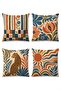 Floral Leopard Patterned 4-Piece Throw Pillow Cover Set - 3