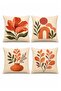 Free Flowers Patterned 4-Piece Throw Pillow Cover Set - 3