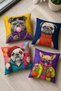 Tramp Dogs Patterned 4-Piece Throw Pillow Cover Set - 2