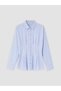 Ozmarka New Season Blue Striped Pleated Women's Shirt